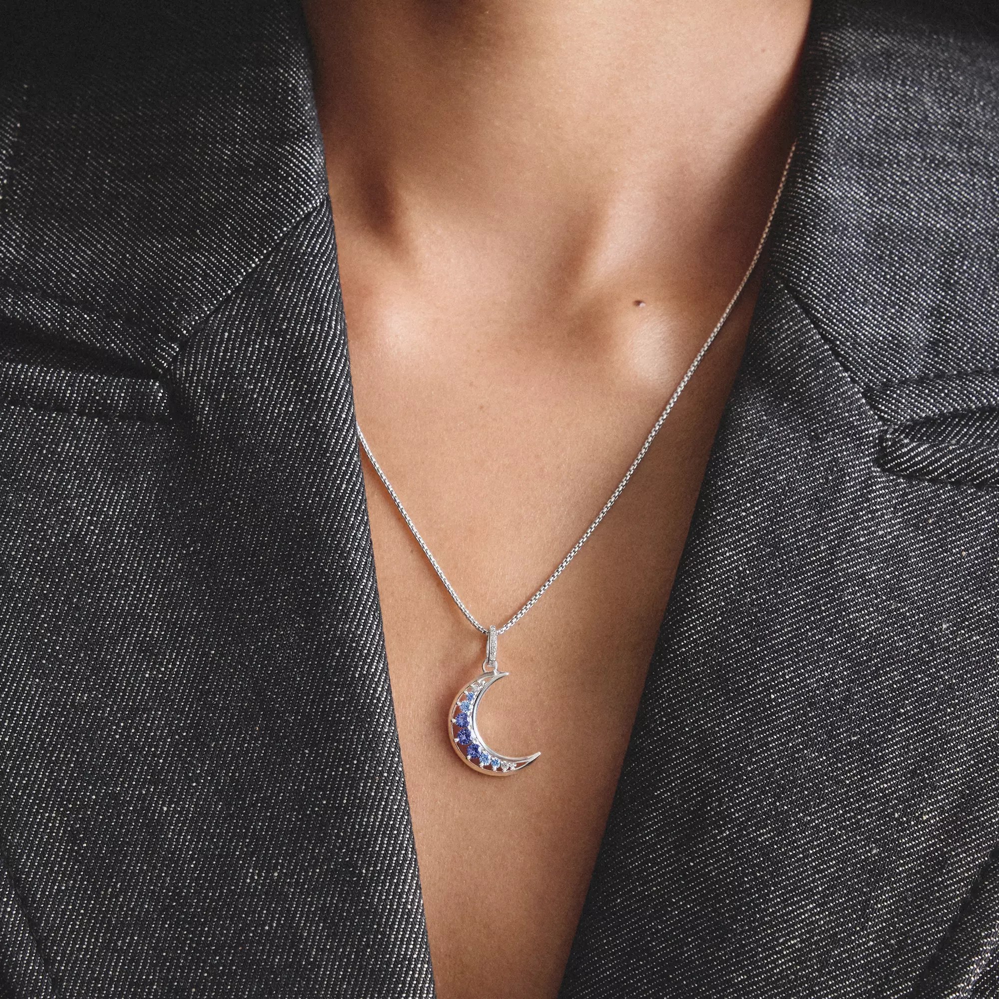 Thomas Sabo Midnight Sky - Anhänger Mond - 925 Sterling Silber - Zirkonia - Nanokristall blau – Ansicht 4