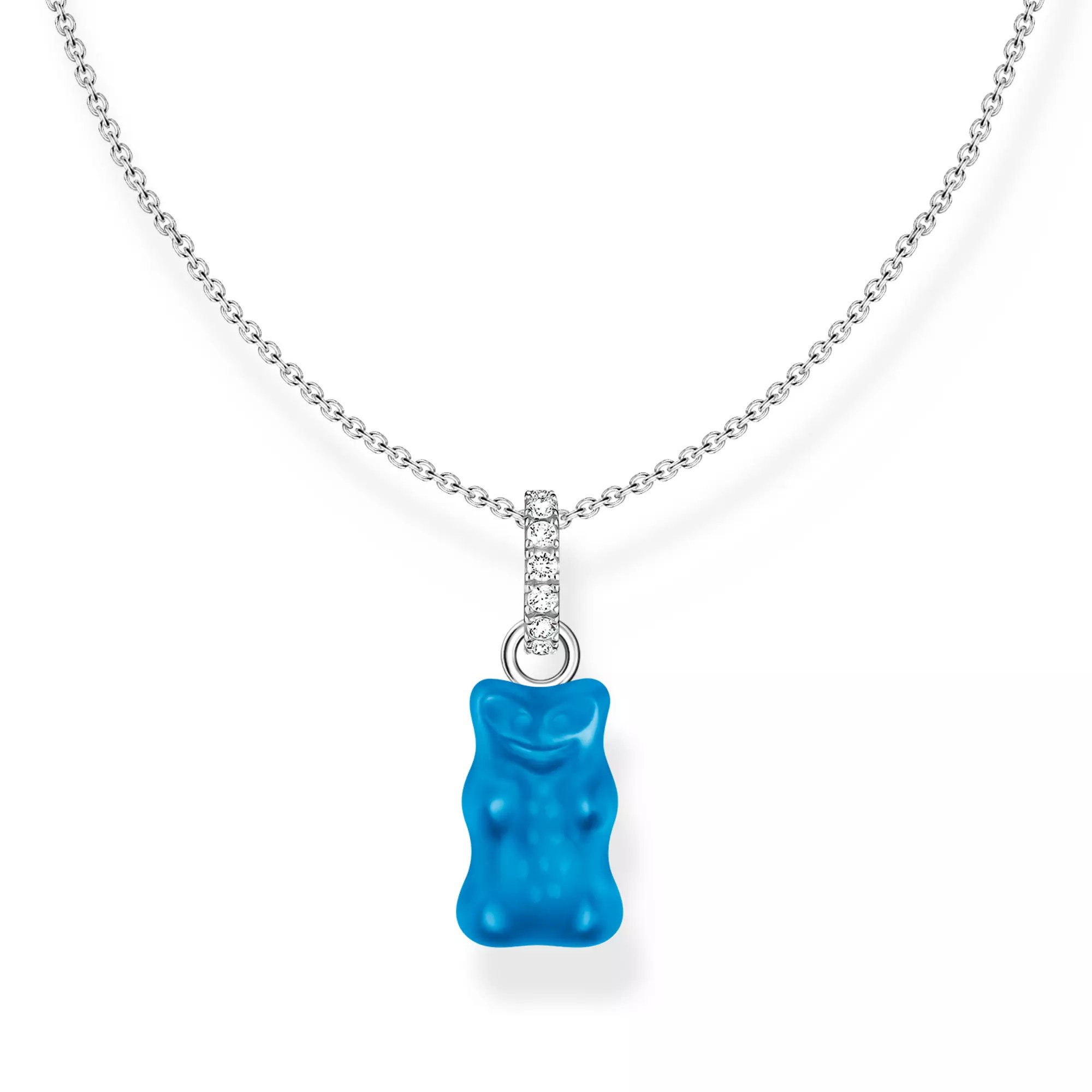 Thomas Sabo Kette - HARIBO - Goldbär - Gummibärchen - Blau- Silber & Glas & Zirkonia - Blau- 40 bis 45 cm