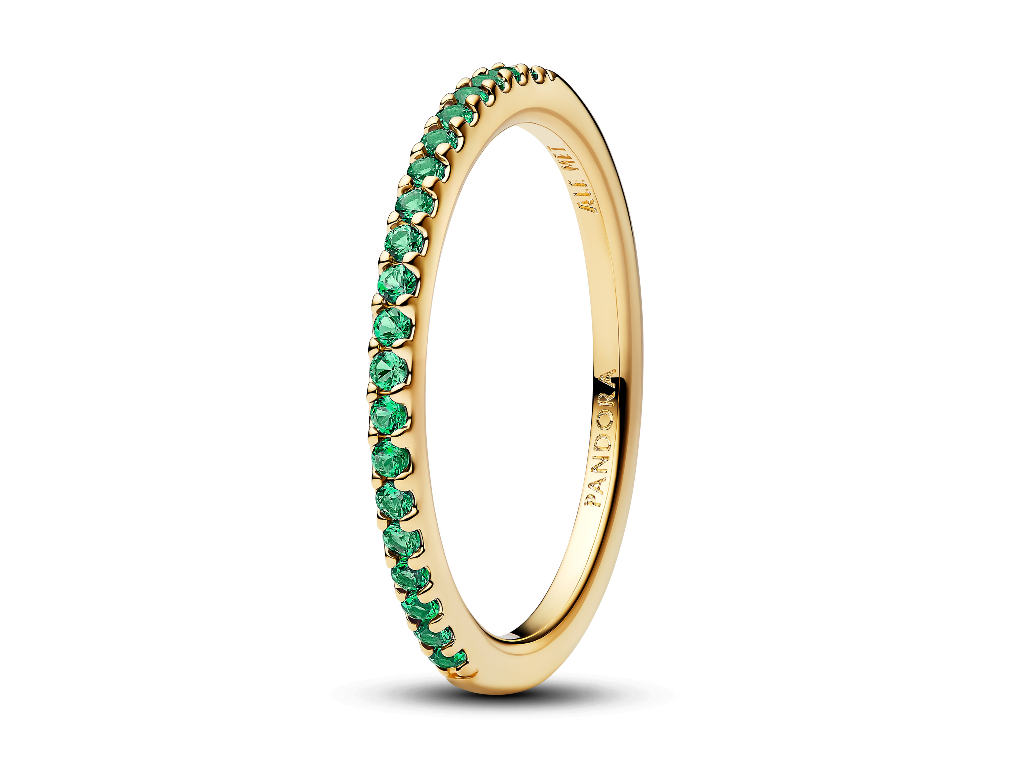 Pandora 162999C03-60 - Funkelnder grüner Halb-Eternity-Ring synth. Kristall - Grün - Gr. 60 - Gelbgold Vergoldung