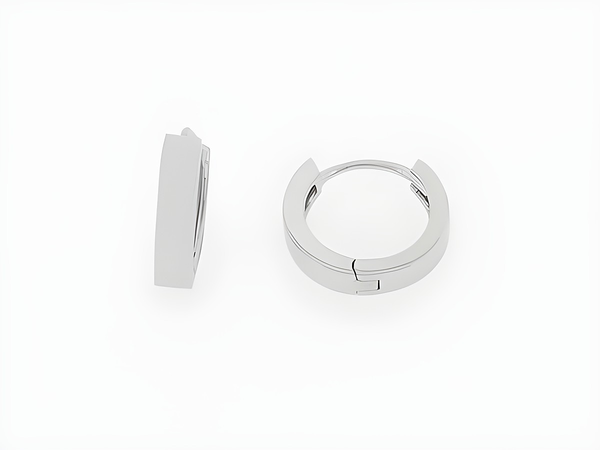 Silber Creolen mit einem Durchmesser von 1 cm und Abmessungen von 12,5 x 2,9 x 1,7 mm, hergestellt von Juwelier Harnisch, elegante Ohrschmuck für jeden Anlass.