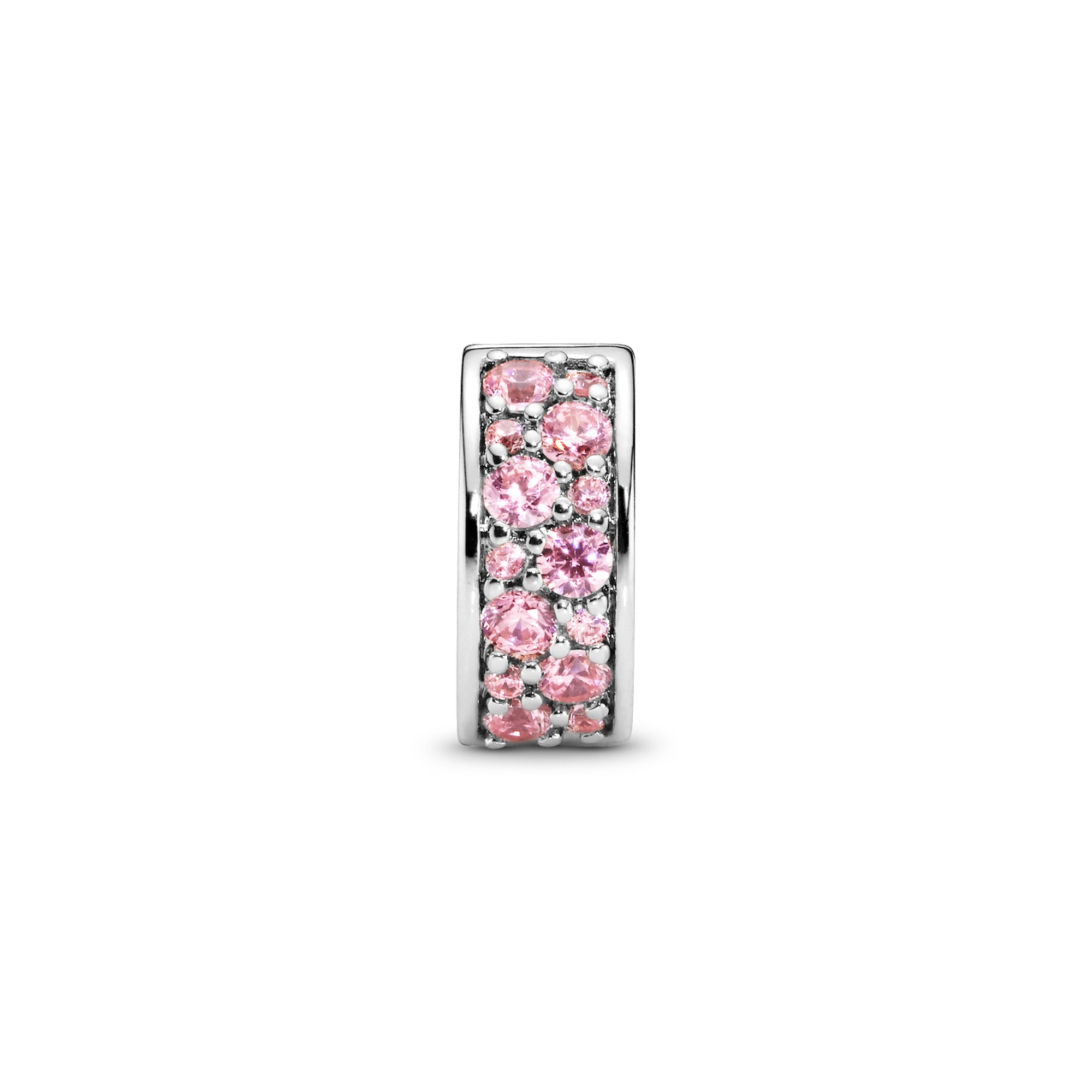 PANDORA Rosafarbener Pavé-Glanz - Silber - CLIP Stopper mit Silikonkern – Ansicht 3