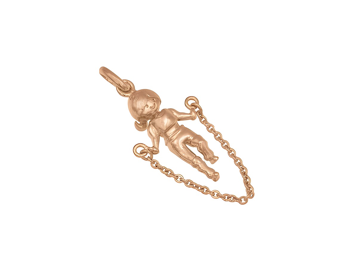 Anhänger Seilspringen aus Roségold vergoldetem Sterling Silber, gestaltet als spielendes Kind mit einer Kette. Ideal für sportbegeisterte Käufer von Juwelier Harnisch.