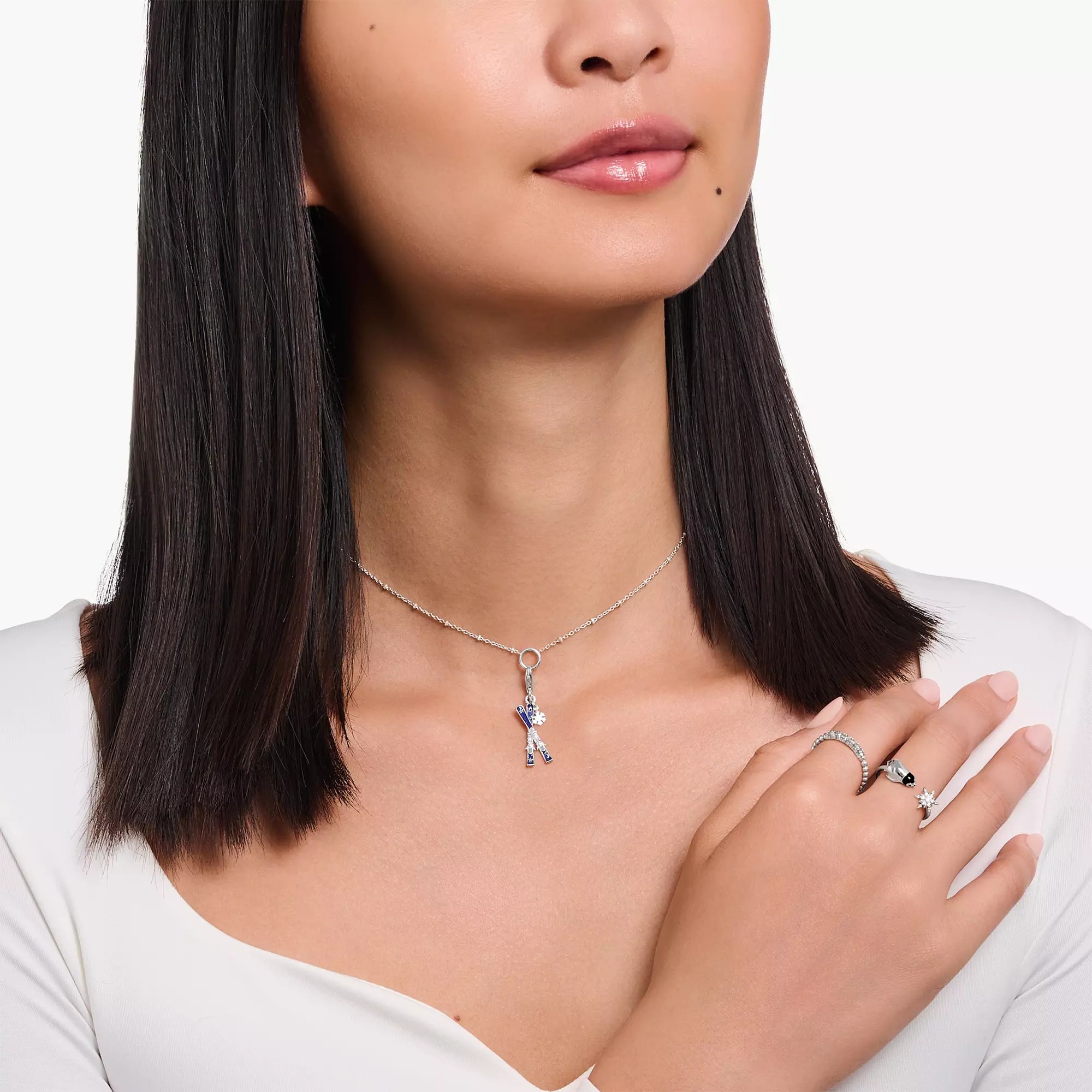 Thomas Sabo Charm-Anhänger - Ski - Silber & Emaille & Zirkonia - dunkelblau – Ansicht 2