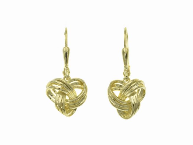 Ohrhänger aus Sterling Silber, Knoten-Design, poliert und vergoldet in Gelbgold, Hersteller Juwelier Harnisch, ohne Stein. Elegant und schlicht für jeden Anlass.