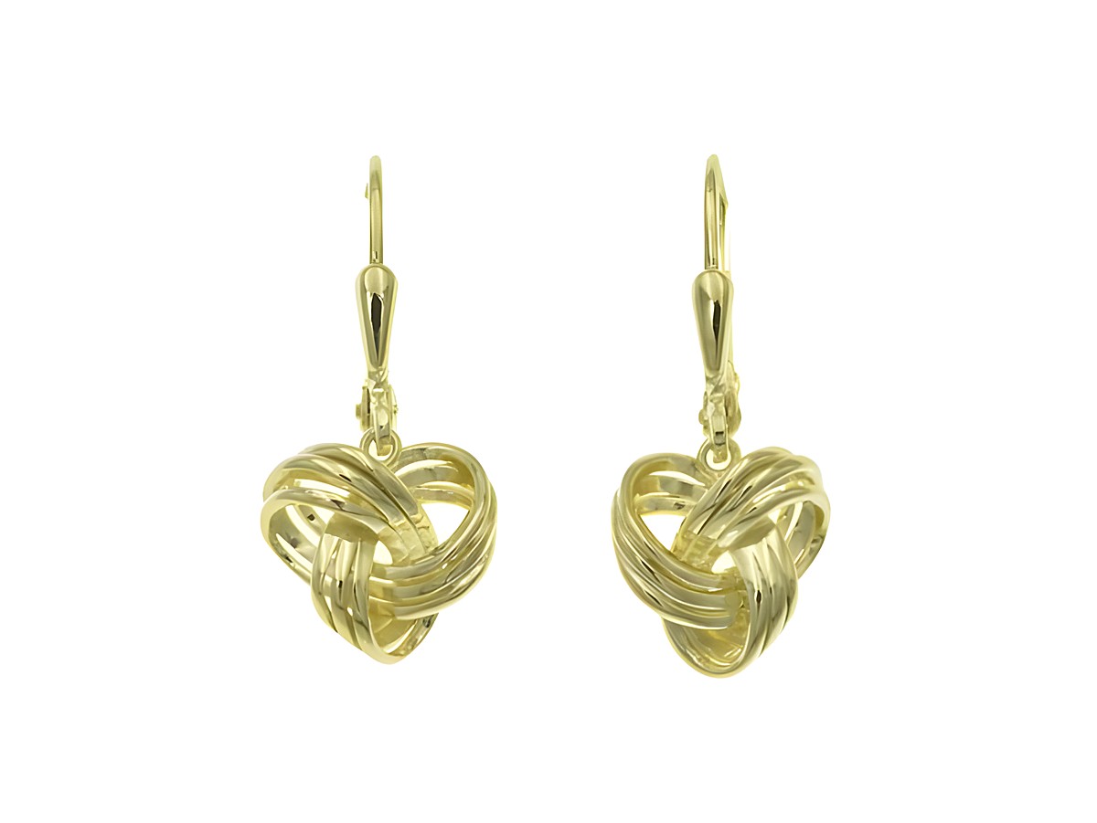 Ohrhänger aus Sterling Silber, Knoten-Design, poliert und vergoldet in Gelbgold, Hersteller Juwelier Harnisch, ohne Stein. Elegant und schlicht für jeden Anlass.
