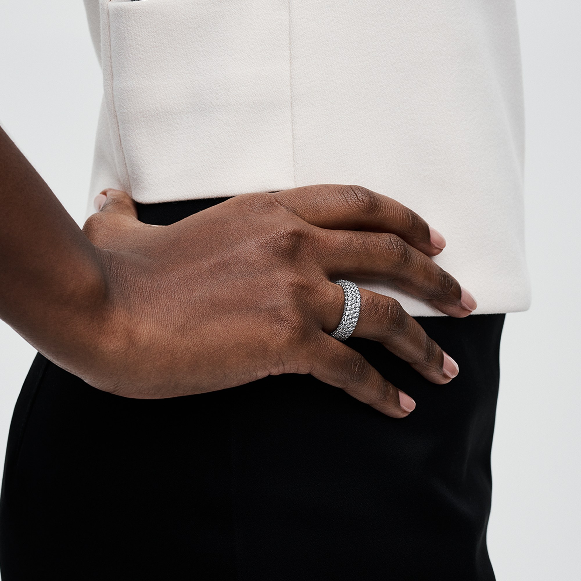Pandora Dreireihiger Pavé Ring - Sterling Silber – Ansicht 5