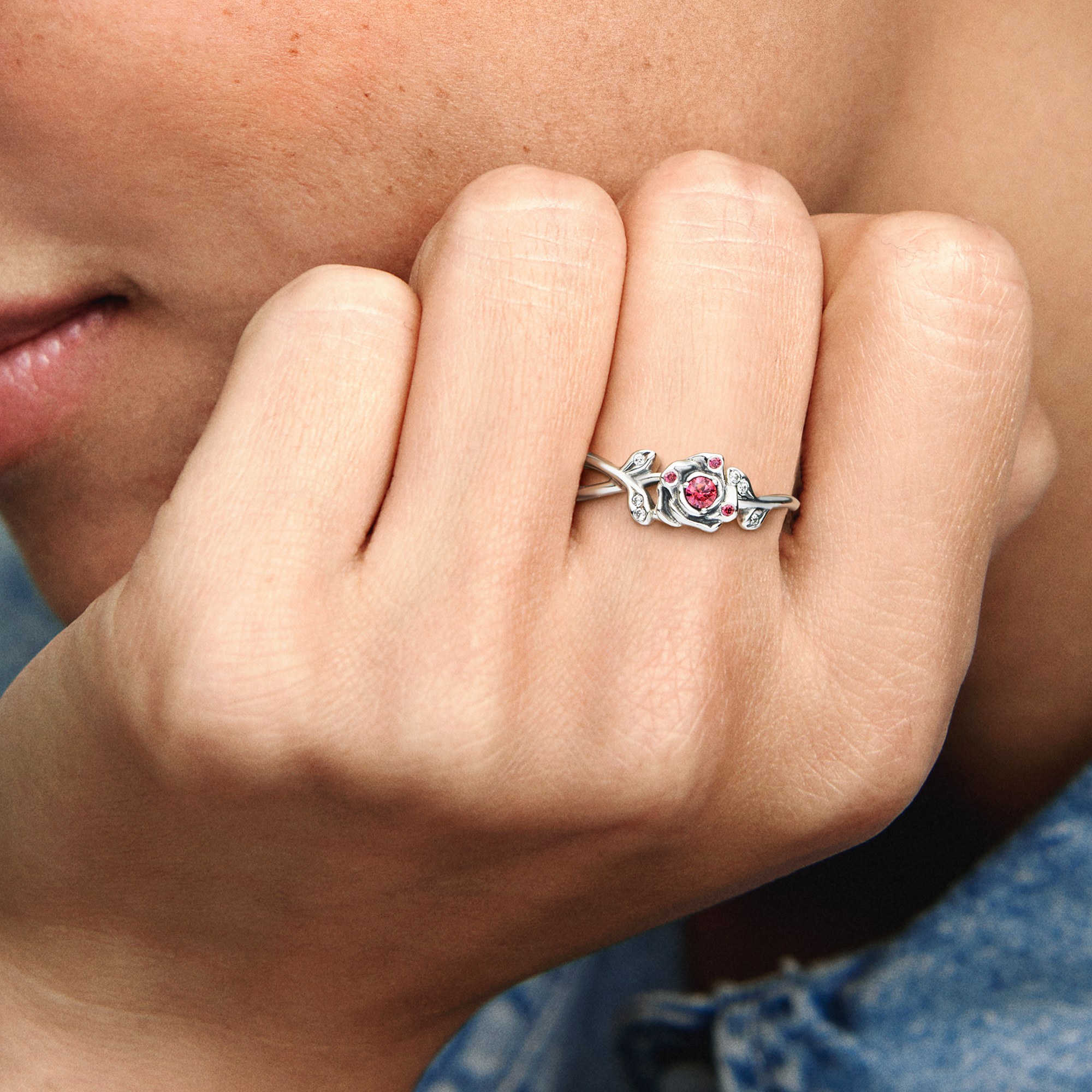 Pandora Ring - Disney - Die Schöne und das Biest - Rosenring - Sterling Silber - Zirkonia - Bunt