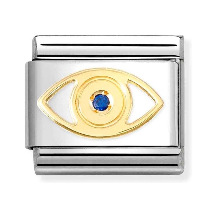 Nomination Composable Classic Charm Nazar-Amulett - Edelstahl, Gold 750 Gelbgold, Zirkonia