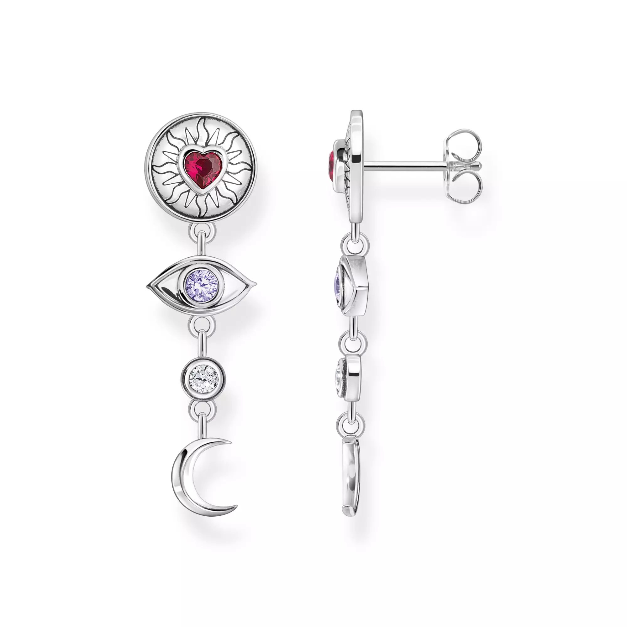 Thomas Sabo Ohrringe - Silber geschw. & synth. Korund & Zirkonia - bunt - kosmischer Talisman