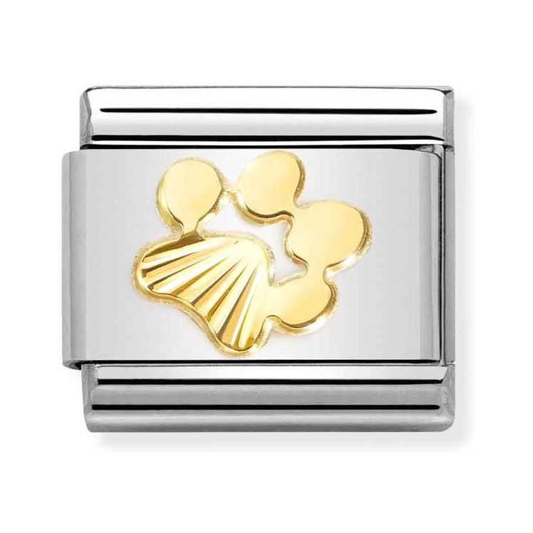 Nomination Composable Classic Charm Hundepfote - Edelstahl, Gold 750 Gelbgold, diamantiert