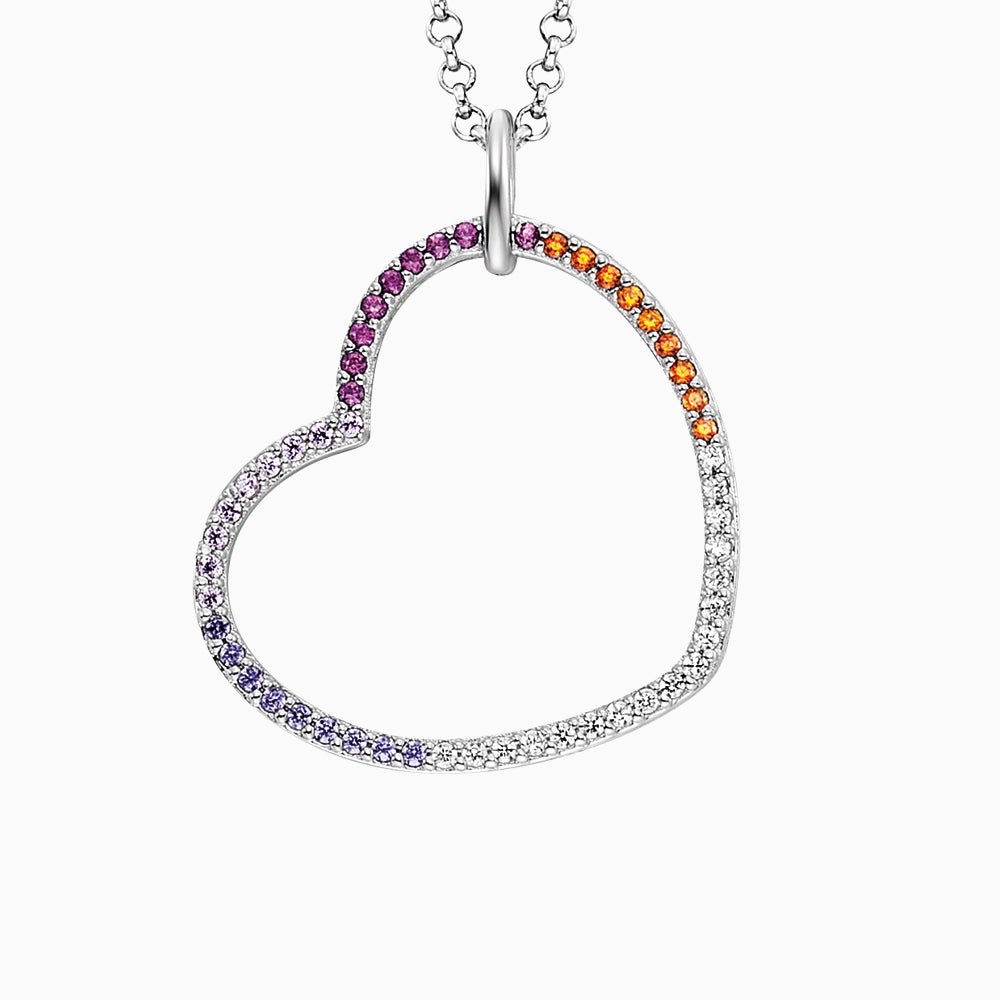 Engelsrufer WARM Halskette mit Anhänger Regenbogenherz Zirkonia Multicolor - Silber rhodiniert 42 cm – Ansicht 3