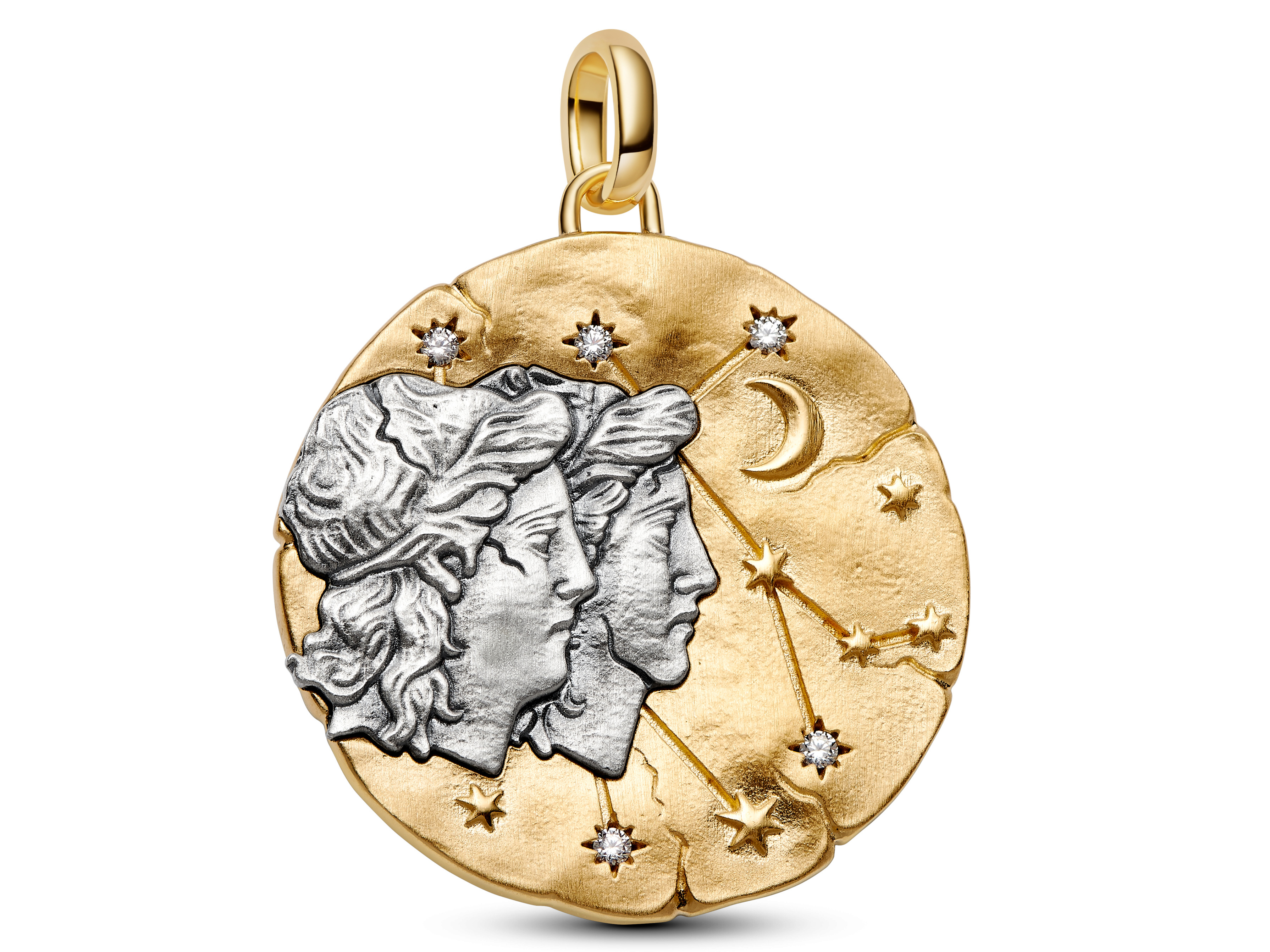 Pandora ME 765002C01 - Sternzeichen Zwillinge - gr. Anhänger-Charm - Sterling Silber & Gelbgold Vergoldung - 28 mm