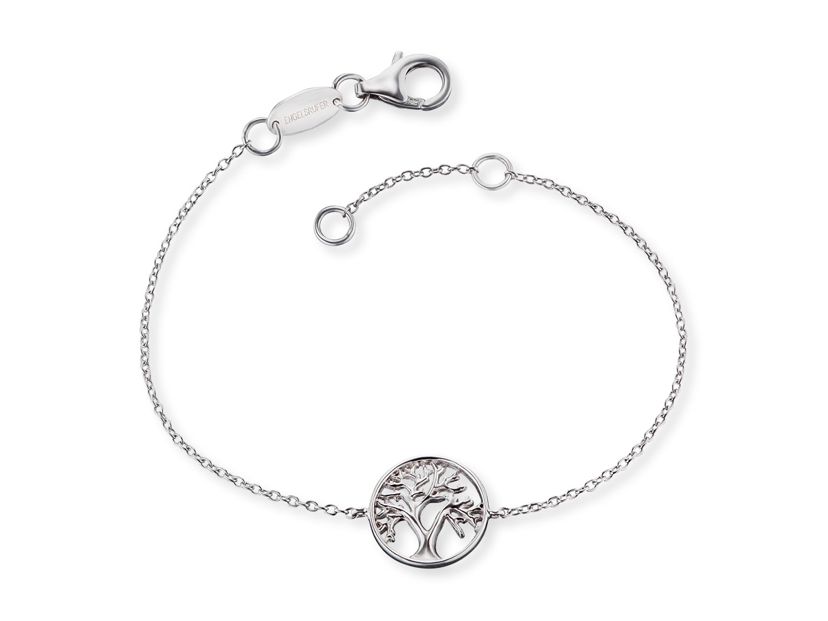 Engelsrufer ERB-LILTREE LEBENSBAUM Armband - Silber rhod. 17 cm Silberfarbenes rhodiniertes Armband mit einem Lebensbaum-Anhänger, zarte Kettenstruktur und Karabinerverschluss, 17 cm lang, Hersteller Engelsrufer.