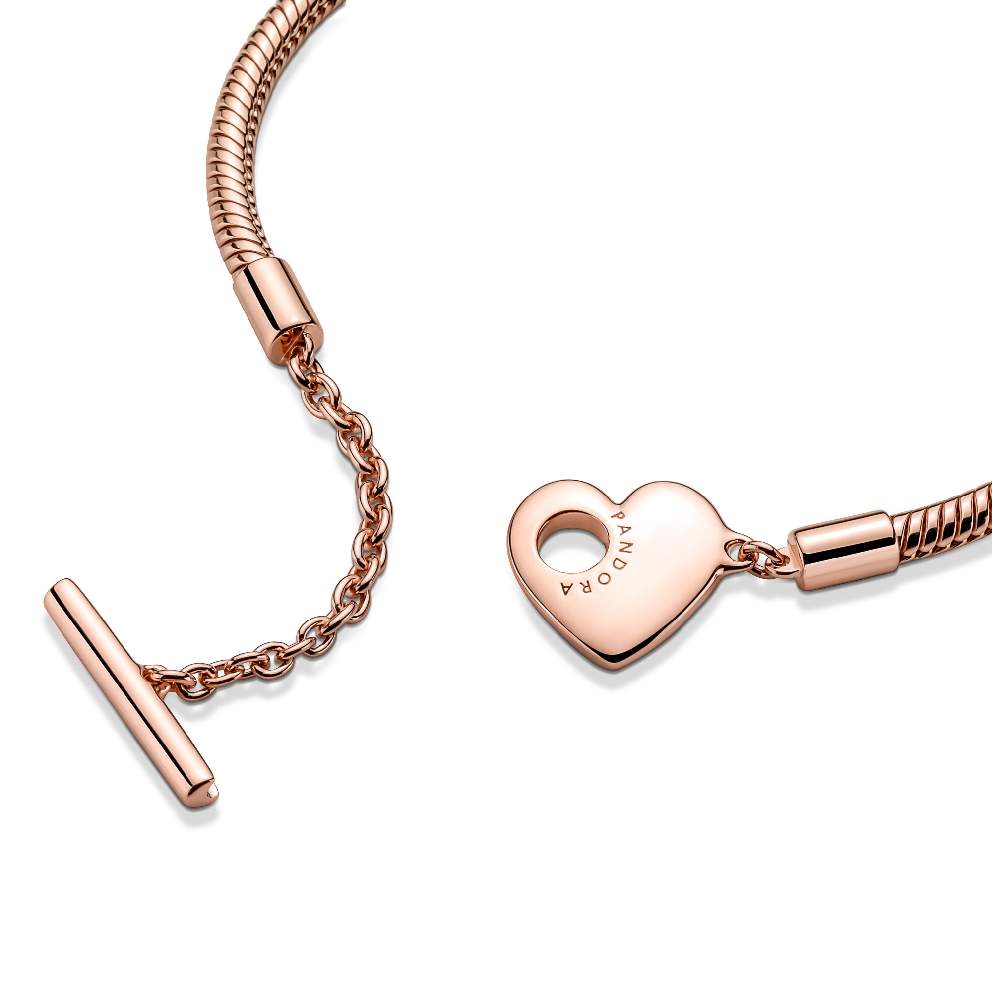 Pandora Armband - Schlangenkette Armband - Herz T Verschluß - Roségold Vergoldung – Ansicht 2