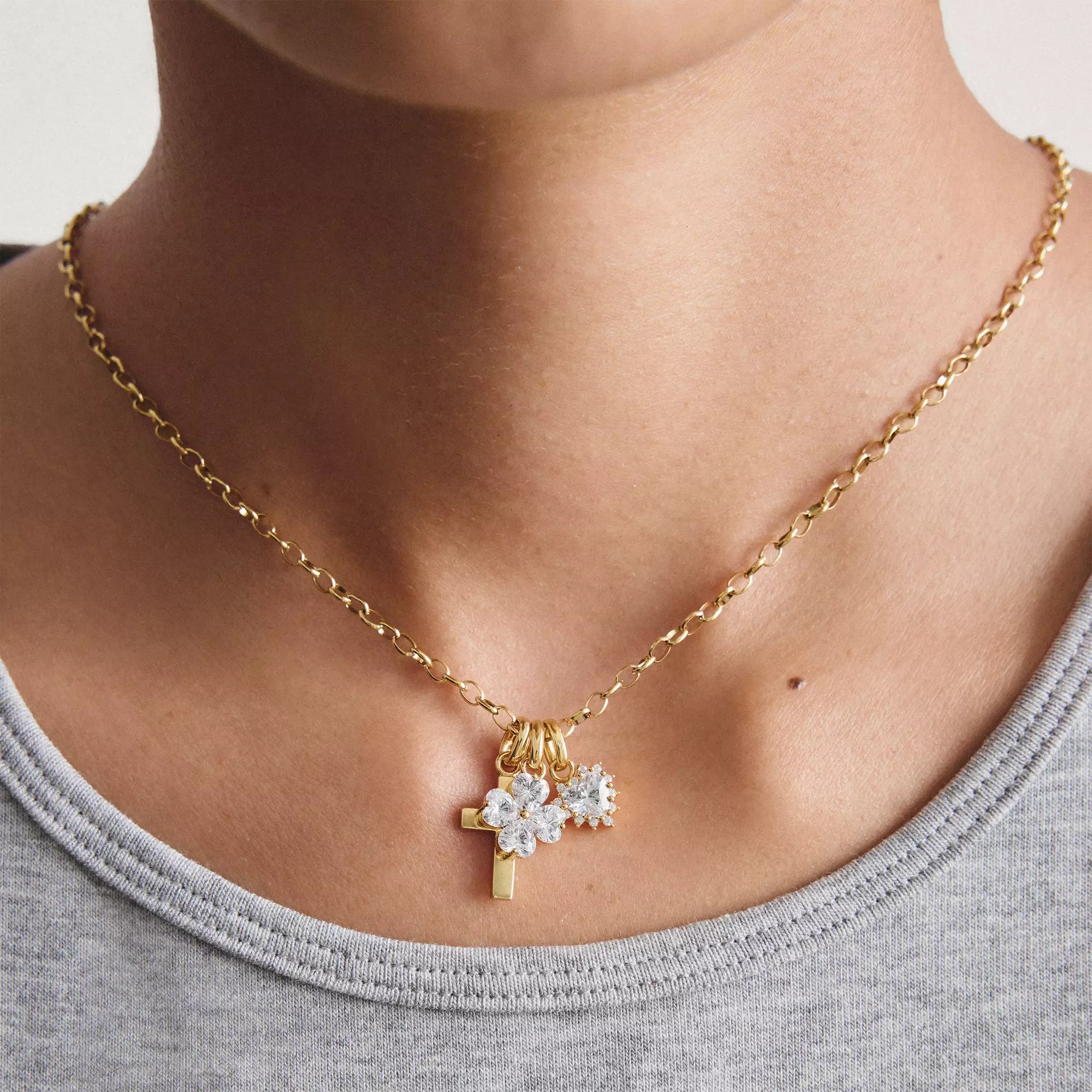 Thomas Sabo Charm Kleeblatt mit weißem Zirkonia im Herzschliff – Connect – vergoldet – Ansicht 4