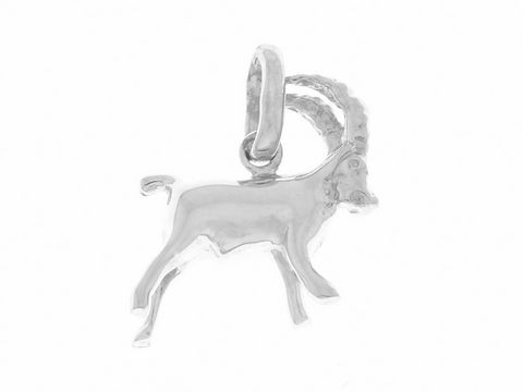 Steinbock Anhänger aus 925 Sterling Silber, rhodiniert, mit detaillierter Darstellung des Sternzeichen Steinbock, gefertigt von Juwelier Harnisch. Ideal als Schmuckstück für Steinbock-Geborene.