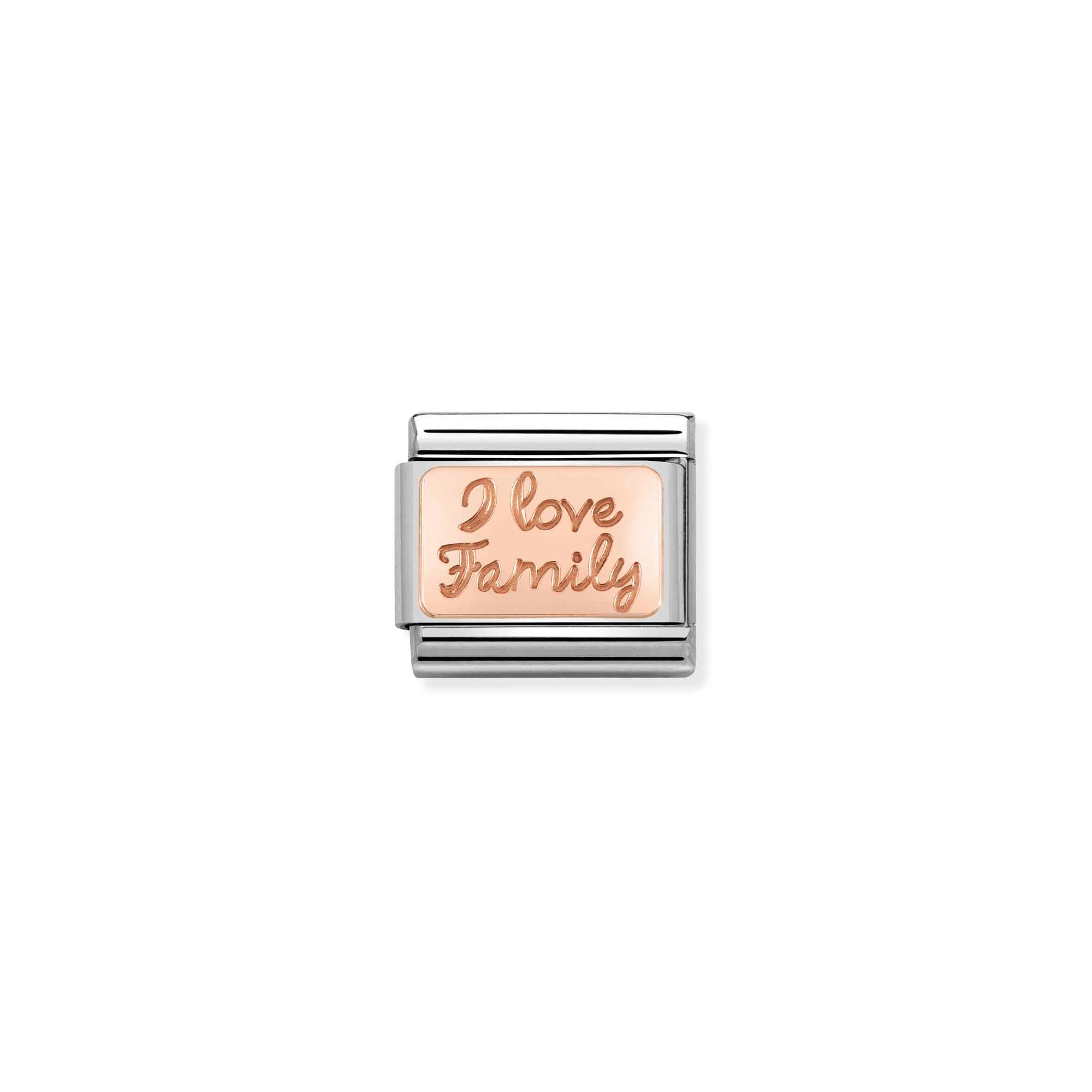 Nomination Composable Classic Charm I love Family - Edelstahl, Gold 375 Roségold