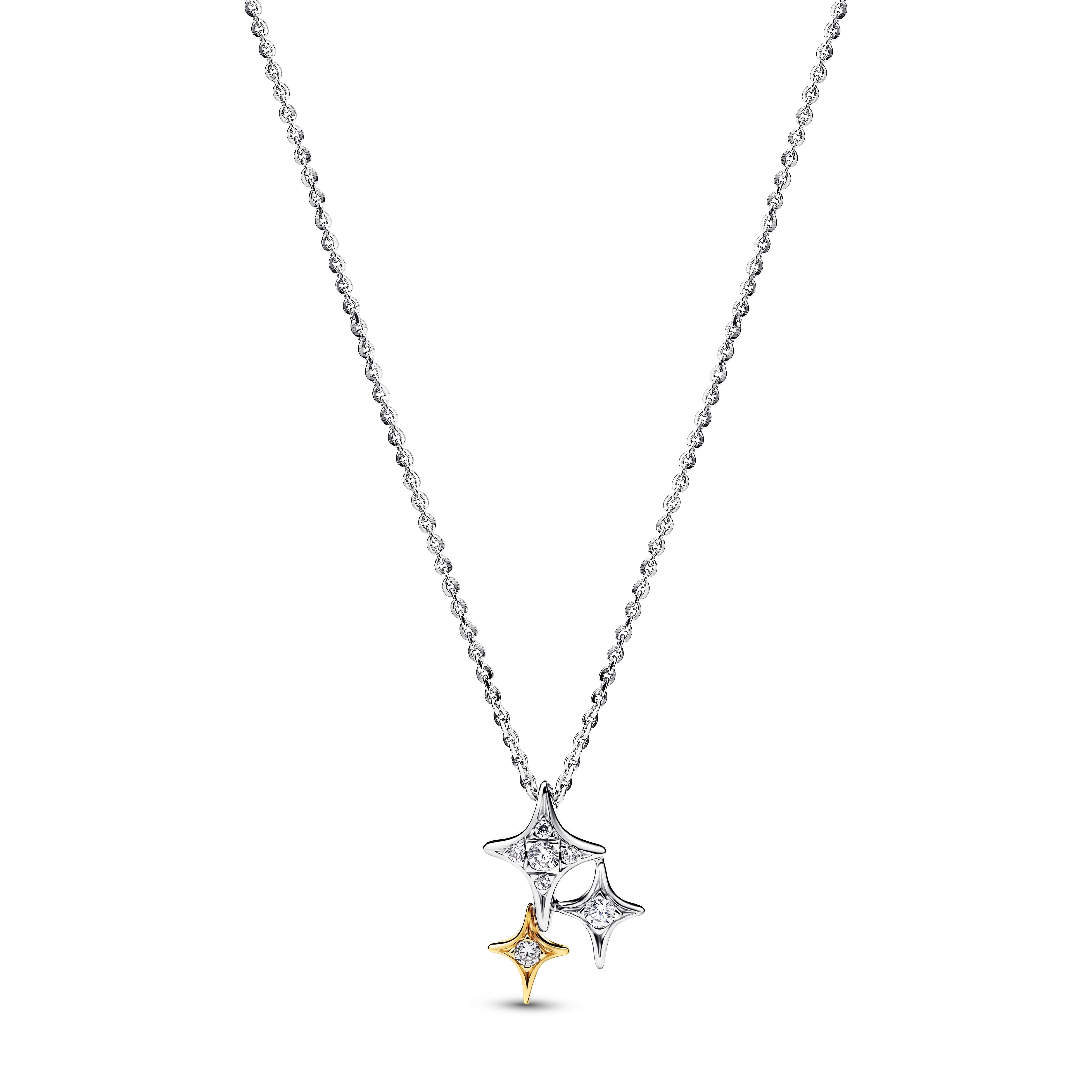 Pandora Moments - Halskette Drei Sterne - Sterling Silber bicolor - 50 cm - 365051C01-50