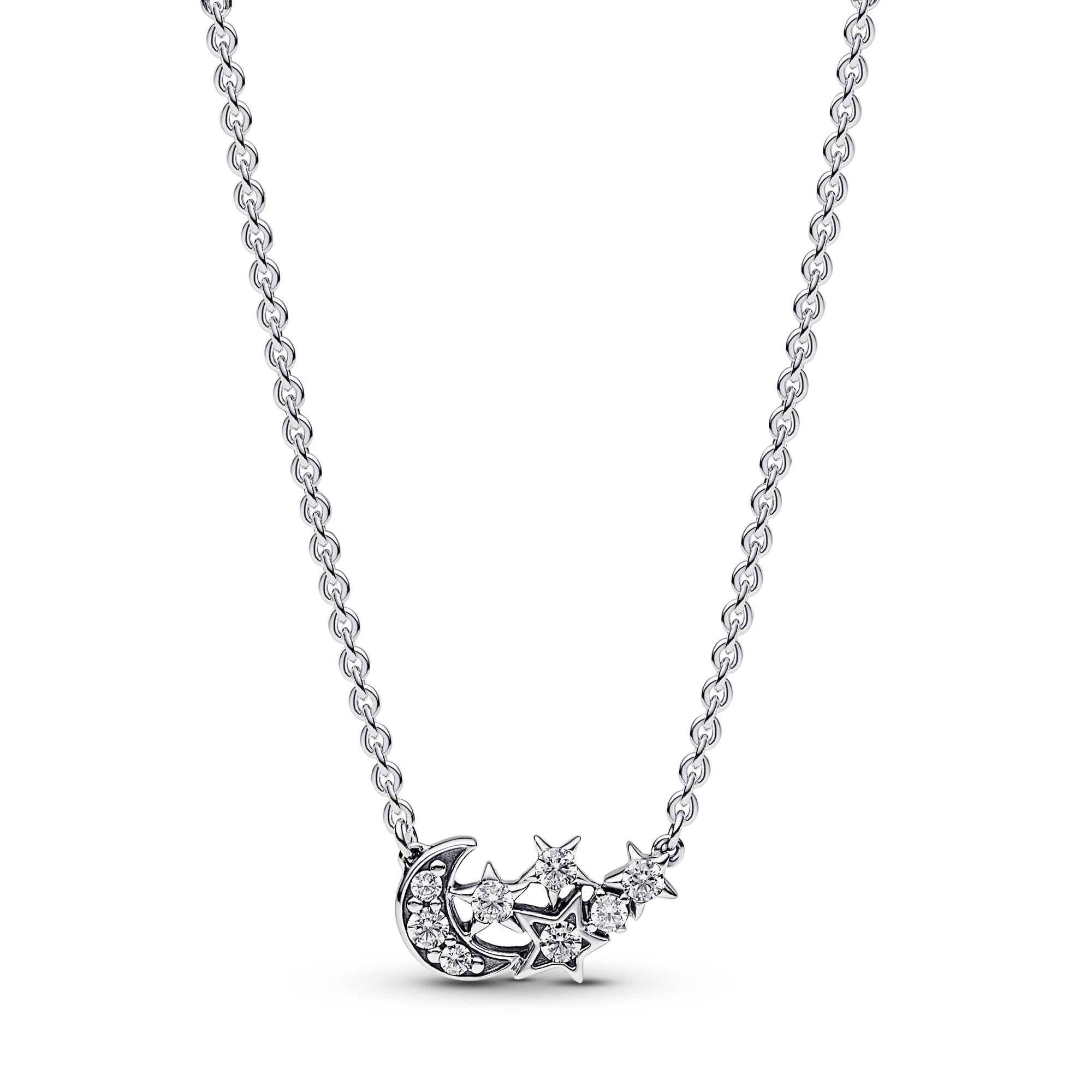 Pandora Funkelnde Mond & Stern Collier-Halskette - Sterling Silber - Zirkonia - 45 cm