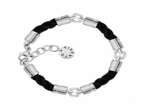 Schwarzes Kordelarmband von Ti Sento mit silbernen Elementen und einem Anhänger, Länge verstellbar von 18 bis 21 cm, elegantes Design für jeden Anlass.