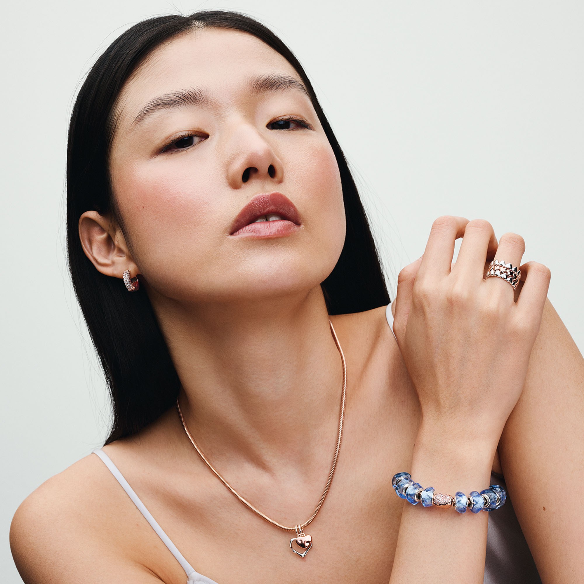 Pandora Reihe von Herzen Ring - Roségold vergoldet – Ansicht 5