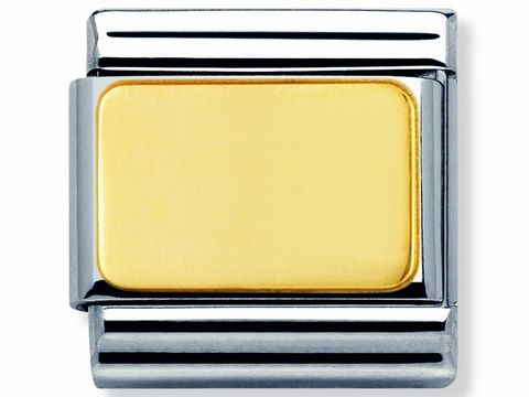 Elegantes Element der NOMINATION Classic ENGRAVED Kollektion, glatt und rechteckig mit goldfarbener Oberfläche, umgeben von einem silbernen Rahmen, ideal zur individuellen Gestaltung.