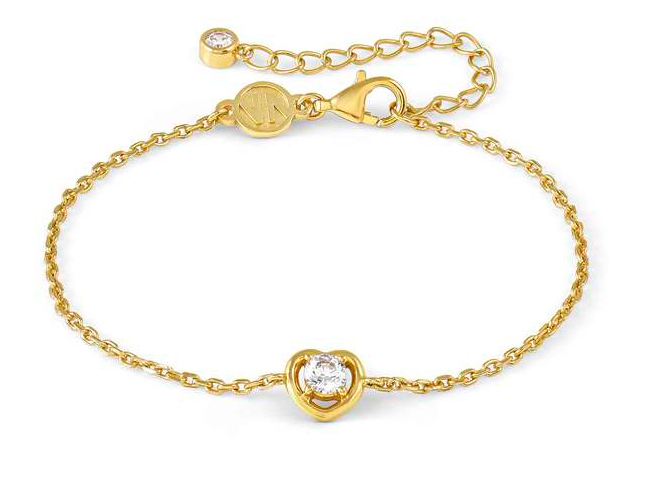 Sterling Silber vergoldetes Armband von Nomination mit einem Herz und Zirkonia, 15-19 cm verstellbar, eleganter und funkelnder Schmuck für jeden Anlass.