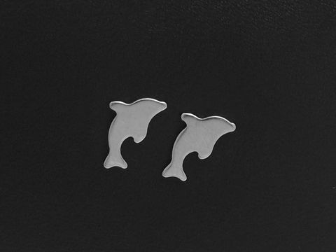 Edelstahl Ohrringe in Form eines Delfins, gefertigt von Juwelier Harnisch, elegante Ohrstecker aus Edelstahl, ideal für einen maritimen Look.