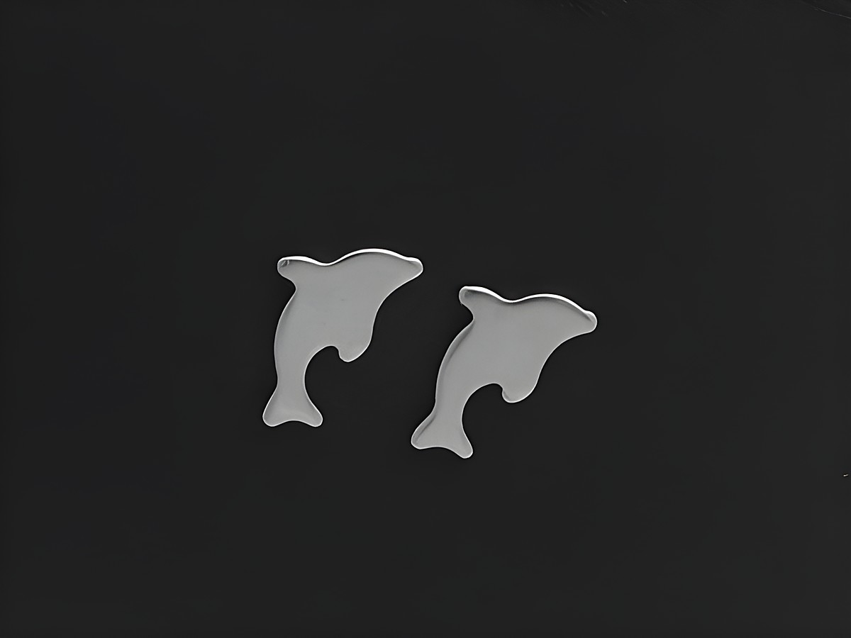 Edelstahl Ohrringe in Form eines Delfins, gefertigt von Juwelier Harnisch, elegante Ohrstecker aus Edelstahl, ideal für einen maritimen Look.