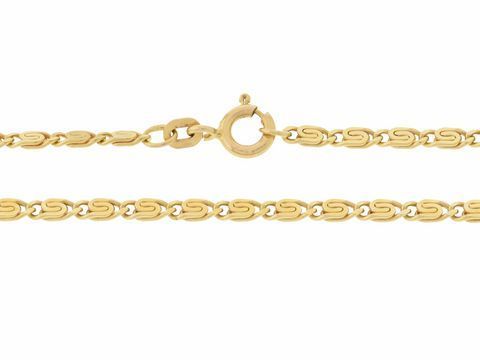 S-Panzerkette aus Gelbgold 585, 40 cm lang und 2,4 x 1,0 mm dick, mit Karabinerverschluss, hergestellt von Juwelier Harnisch, exquisite Verarbeitung und elegantes Design.