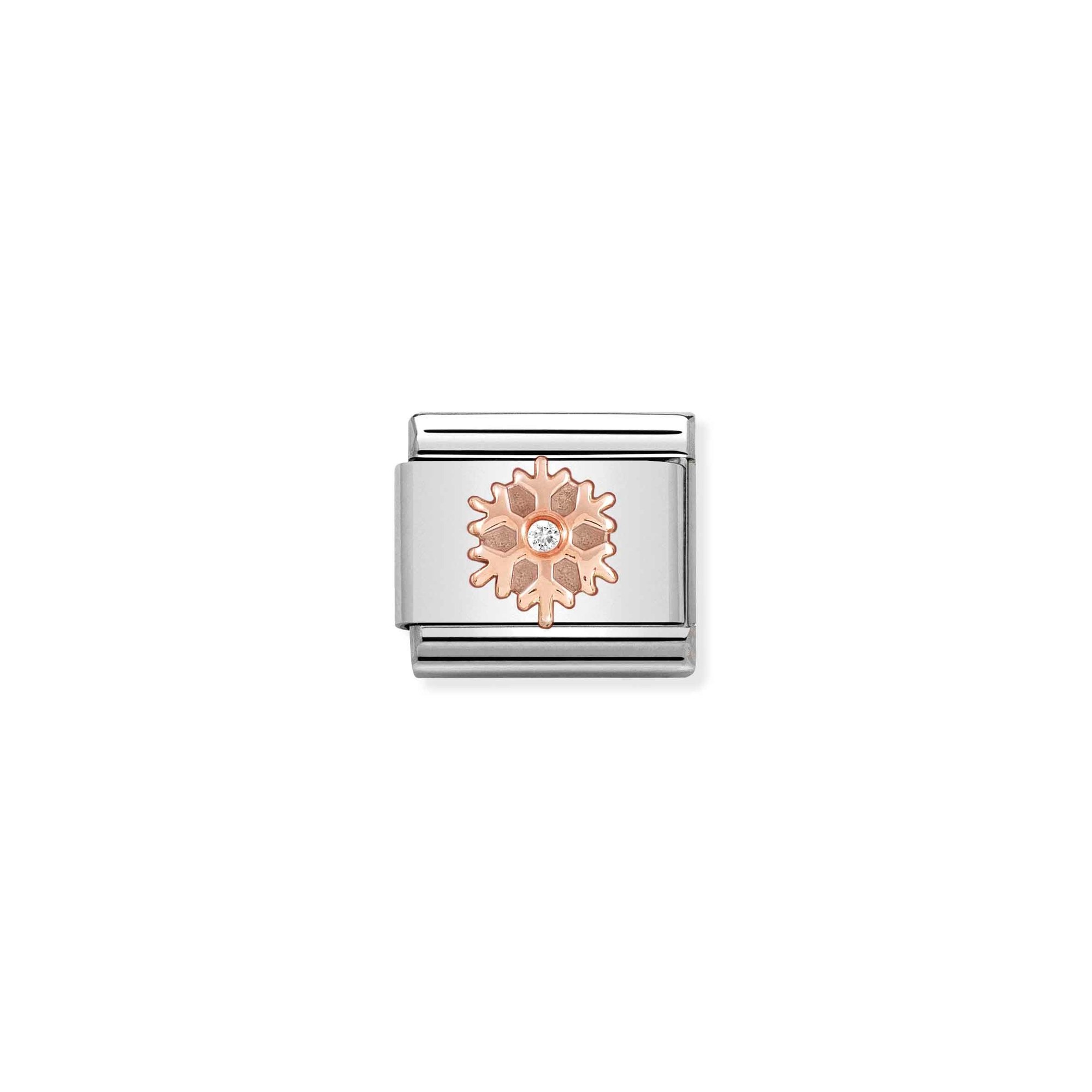 Nomination Composable Classic Charm Schneeflocke - Edelstahl, Gold 375 Roségold, Zirkonia