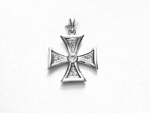 925 Sterling Silber Anhänger Kreuz mit echtem Zirkonia, Hersteller Juwelier Harnisch, verziert mit funkelnden Steinen, elegantes und zeitloses Schmuckstück.