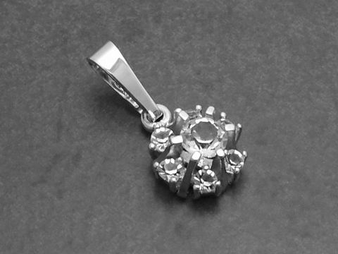 Silber Anhänger rhodiniert 13x9mm mit synthetischem Spinell und weiteren Steinen, Hersteller Juwelier Harnisch, elegantes Design für stilvolle Akzente.