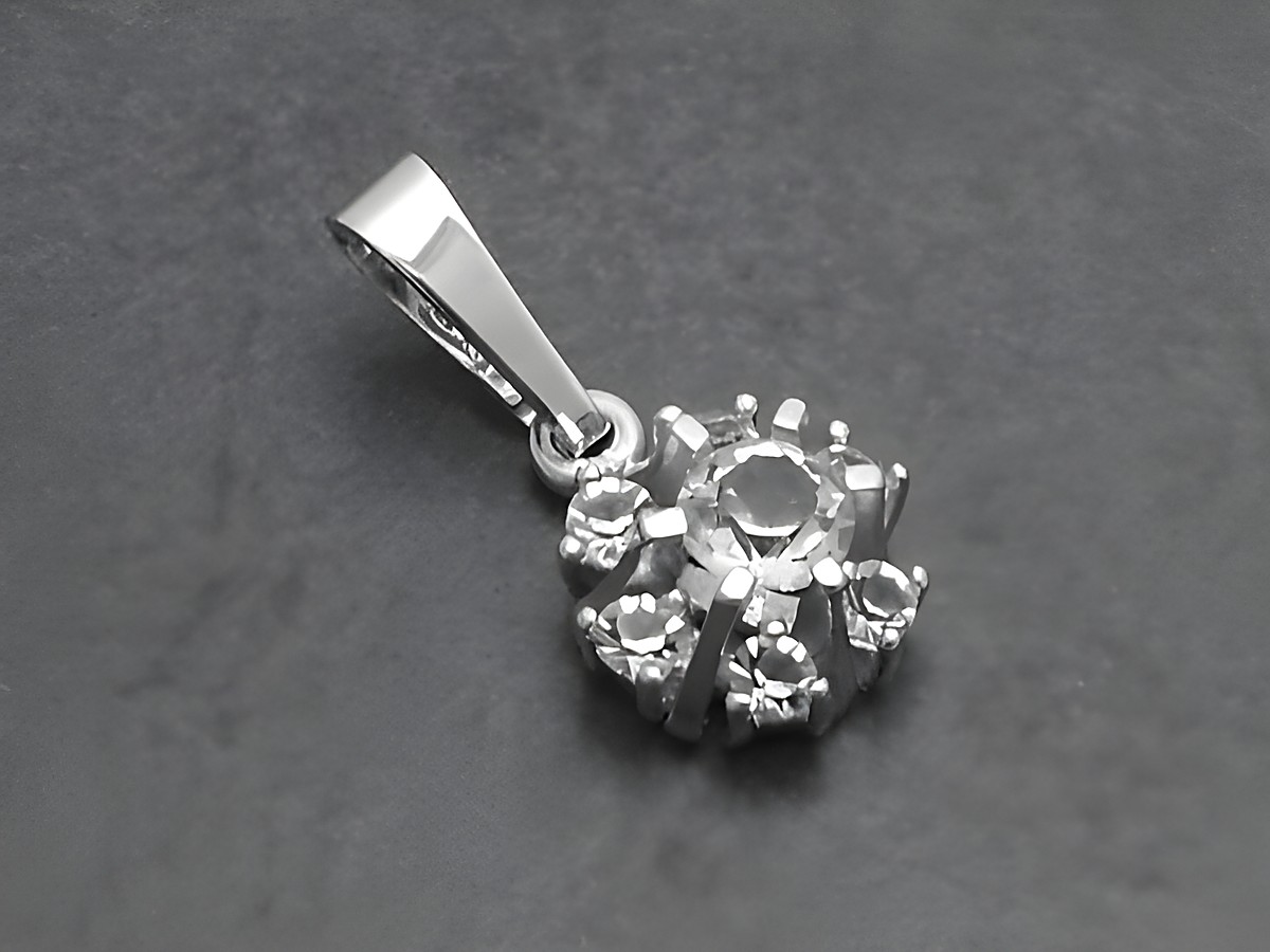 Silber Anhänger rhodiniert 13x9mm mit synthetischem Spinell und weiteren Steinen, Hersteller Juwelier Harnisch, elegantes Design für stilvolle Akzente.