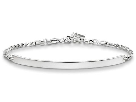 Silbernes Armband von Thomas Sabo mit geschwärzter und polierter Oberfläche, verstellbar von 16,5 bis 19,5 cm, Teil der Love Bridge Kollektion.