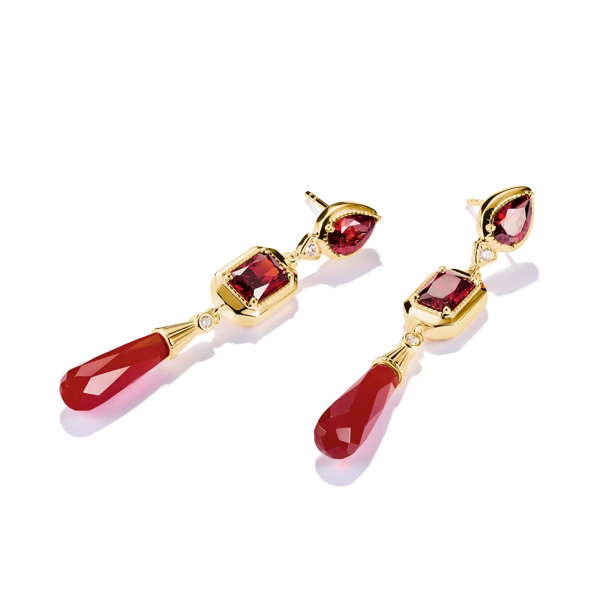 Thomas Sabo Ohrringe Rote Steine ELYNDRA 18k Vergoldung – Silber – Zirkonia – Ansicht 3