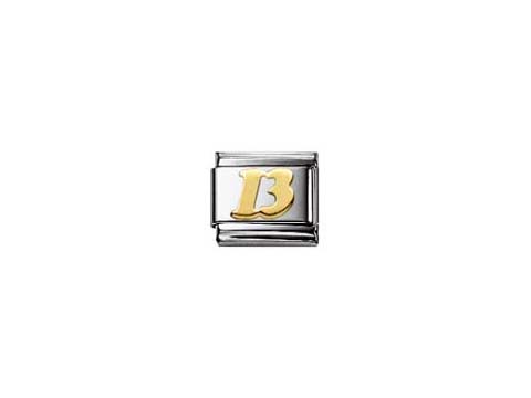 403011509-0 Classic GOOD LUCK Charm aus Edelstahl mit einer goldenen Zahl 13, perfekt für Armbänder von Nomination, elegantes Design für Glück und Stil.