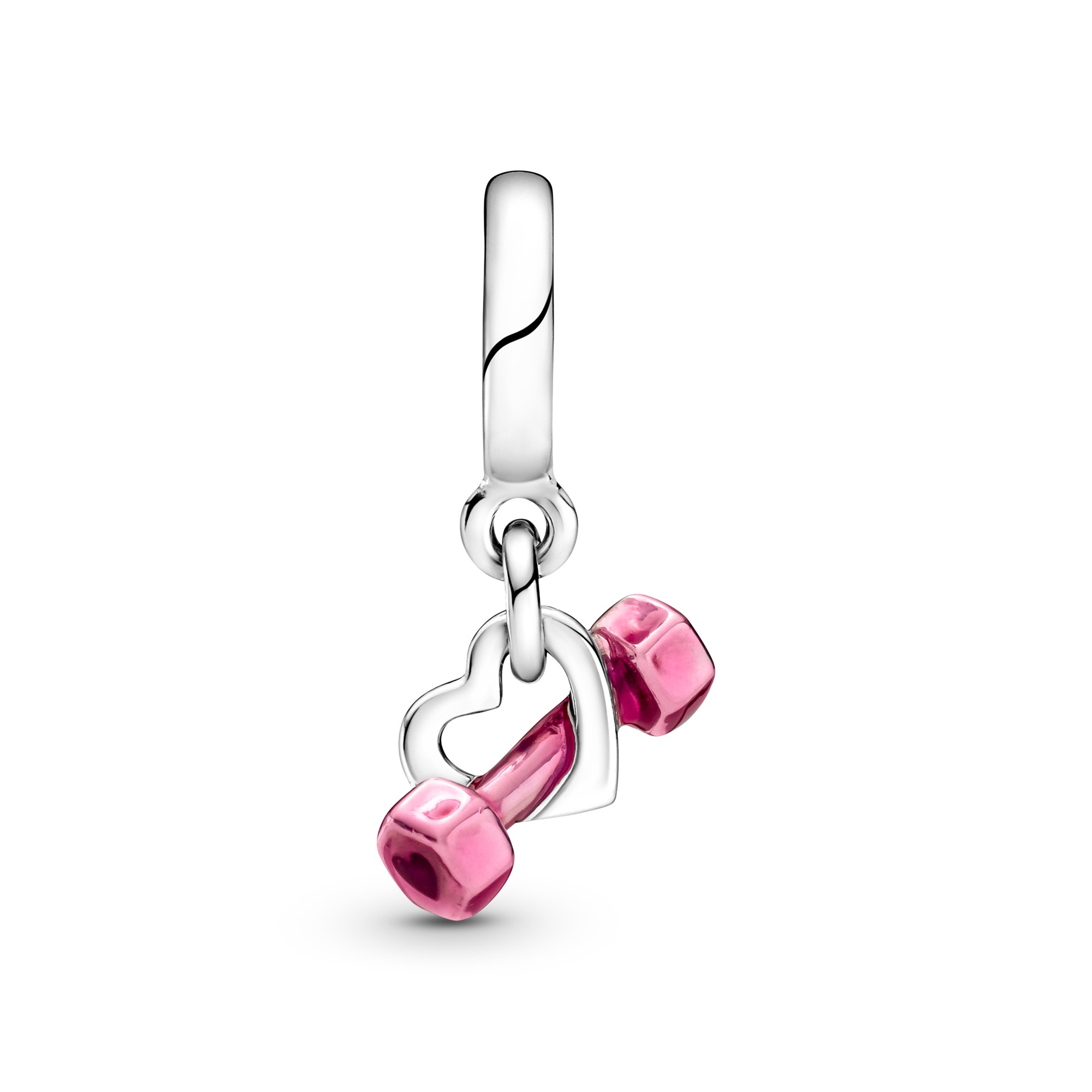 Pandora Silber Hantel Silber charm - Emaille - Pink – Ansicht 3