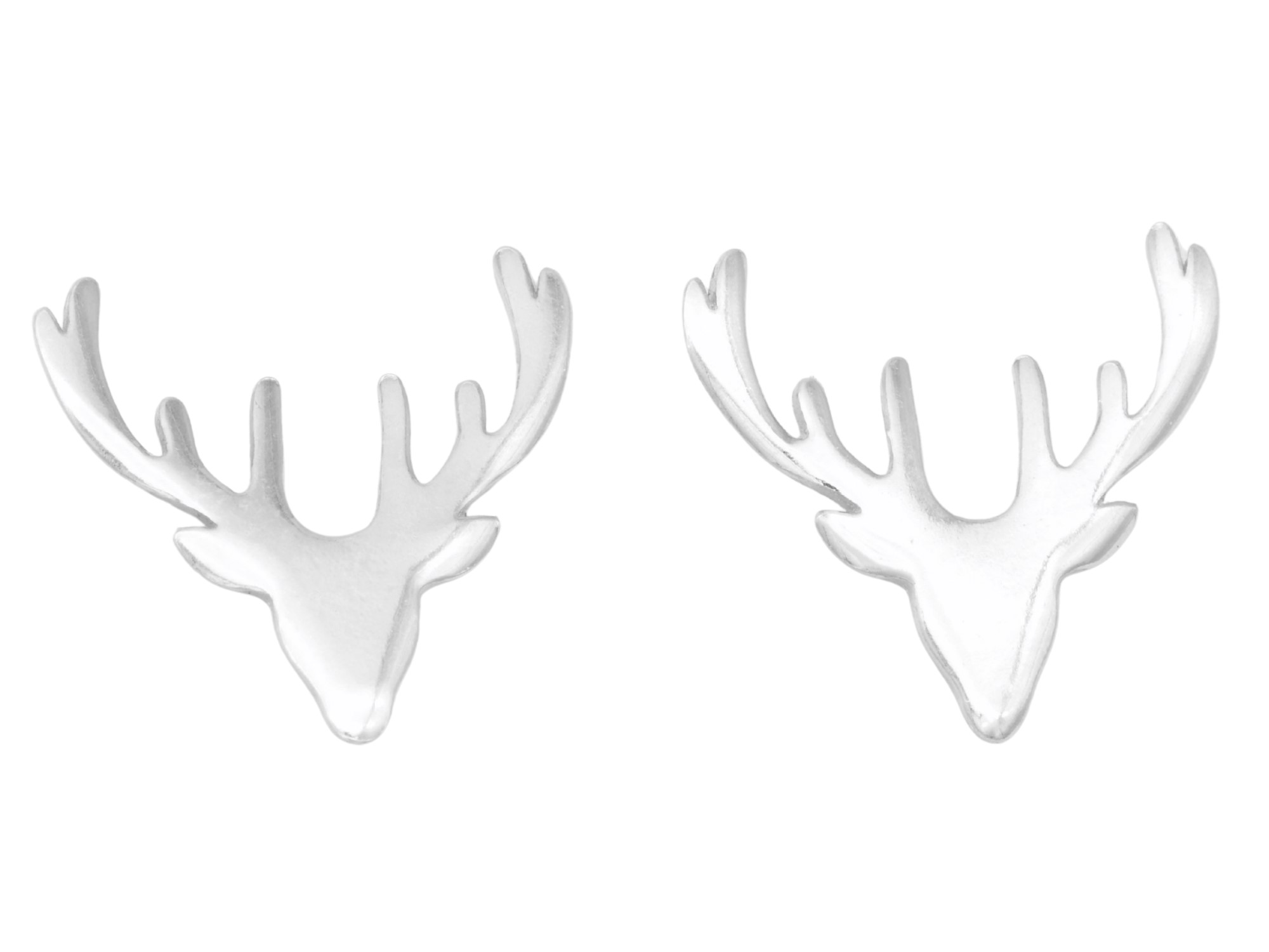 Ohrringe Ohrstecker Hirsch Kopf - Sterling Silber 925 - poliert - rhodiniert