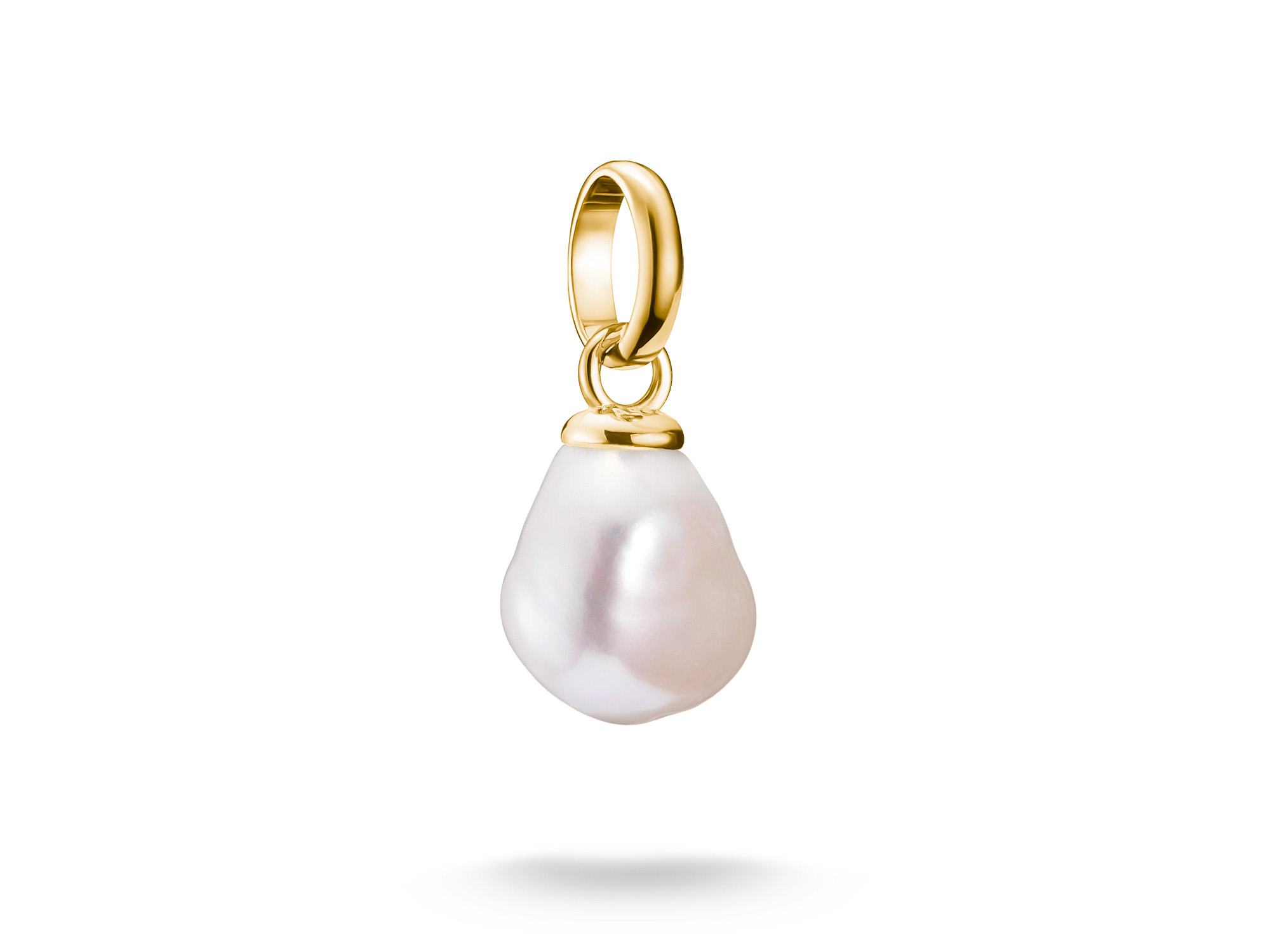 Charm aus Silber und gelbgoldvergoldetem Material mit einer Zuchtperle, geeignet für die Thomas Sabo Charm Club CONNECT Kollektion, elegantes und zeitloses Design.