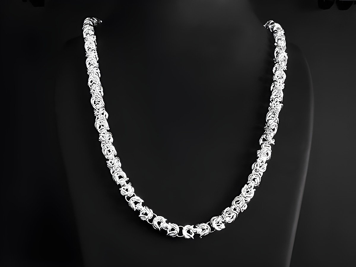 Lange Kette XXL versilbert in Königskette Design, 6,1 x 6,1 mm, Länge 79 cm, elegant schimmernd, ideal für modische Akzente, Hersteller Juwelier Harnisch, versilberte Ketten.