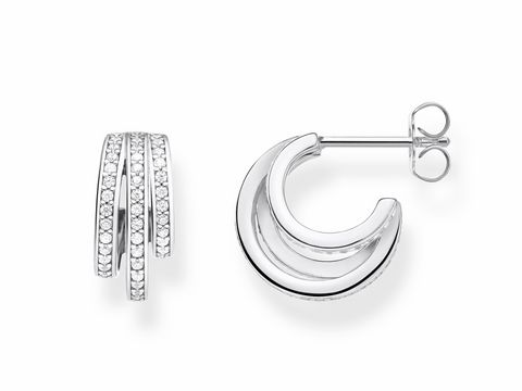 Thomas Sabo Creolen in Silber mit weißen Diamanten, elegant geformt mit einem stilvollen Design, ideal für jeden Anlass, zeitlos und modern zugleich.
