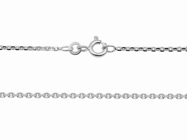 Ankerkette 925 Sterling Silber diamantiert mit rhodiniertem Finish, Länge 42 cm und einer Stärke von 1,7 x 1,7 mm, Hersteller Juwelier Harnisch, rostfrei und langlebig.