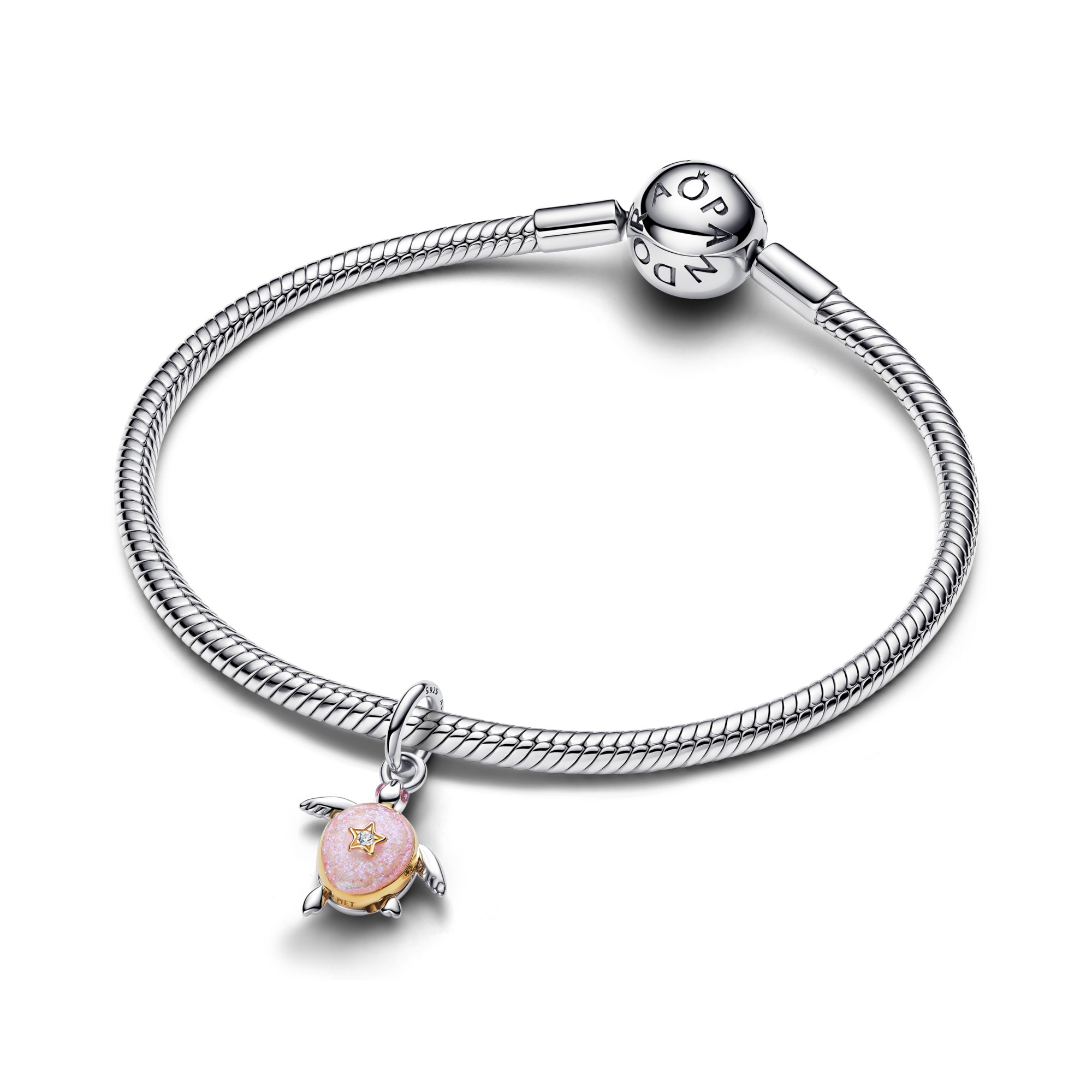 Pandora Schildkröte - Silber & Gelbgold Vergoldung - Emaille - 0.007 ct TW Lab-Grown Diamant- Pink – Ansicht 3