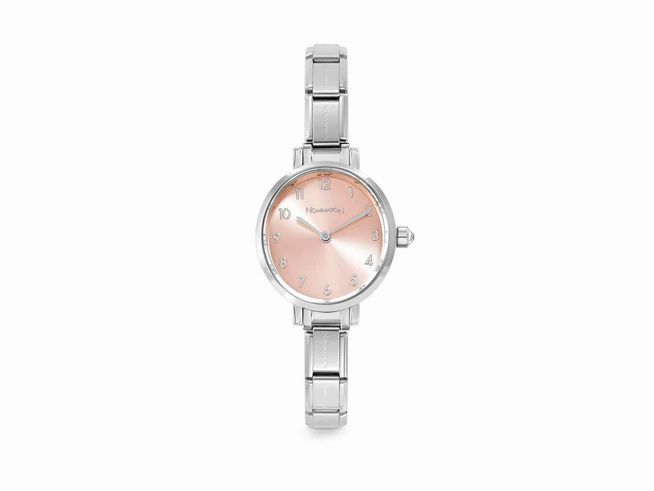 Elegante Edelstahlarmbanduhr mit roséfarbenem Ziffernblatt aus der Time Collection von Nomination, Modell 076038 14, ideal für anspruchsvolle Träger.