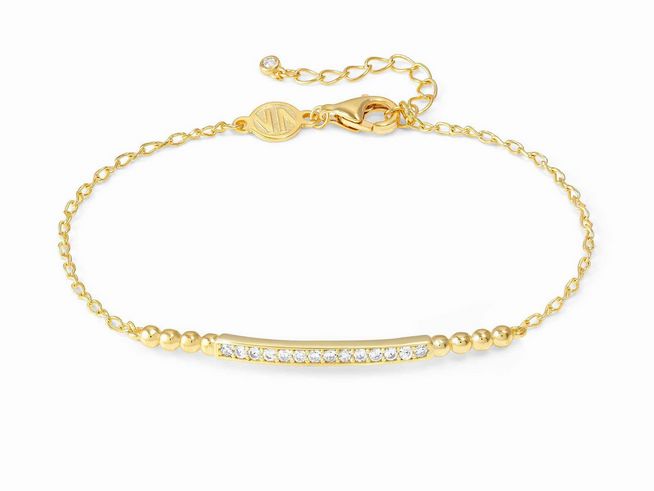 Sterling Silber Armband mit Goldauflage aus der LOVECLOUD Kollektion von Nomination, verziert mit kleinen, funkelnden Steinen, erhältlich in der Größe 16-19 cm.