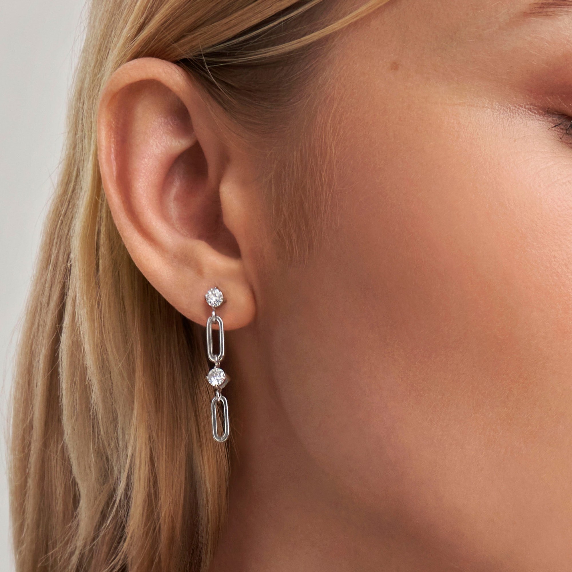 Nomination ChainsOfStyle - Ohrhänger - weiße Zirkonia - Edelstahl – Ansicht 2