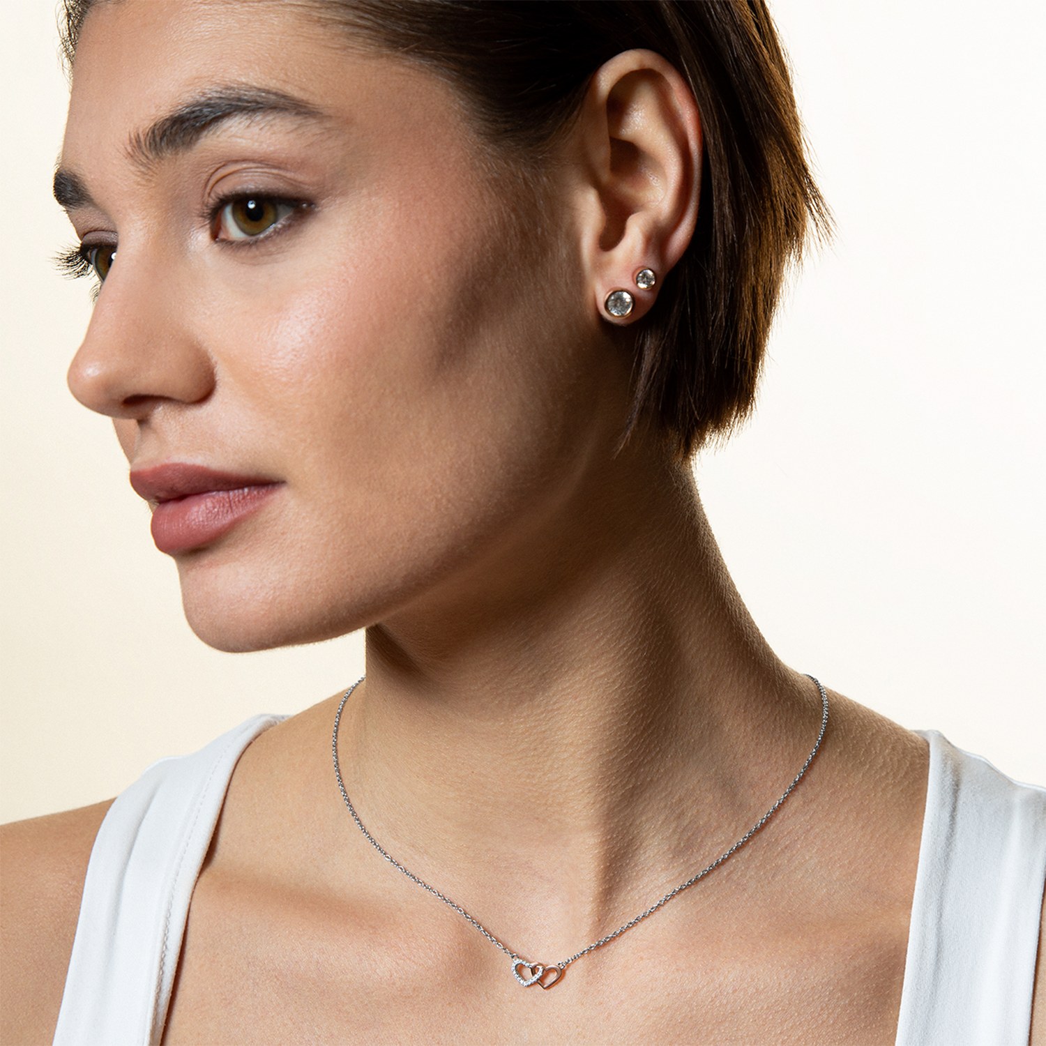 XENOX Sterling Silber Kette XS2921R - 40-45 cm - LOVE STORY - Roségold vergoldet Ankerkette - Herzen – Ansicht 3