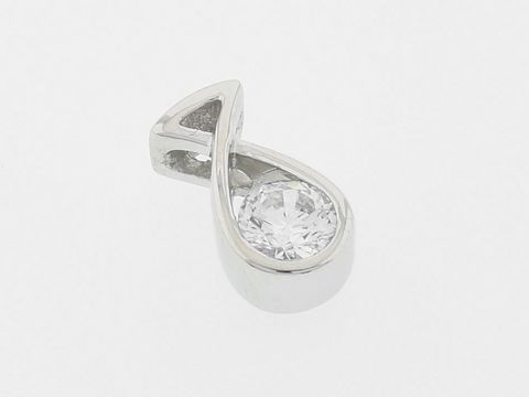 Christlicher Fisch Silber Anhänger charmant rhodiniert mit Zirkonia von Juwelier Harnisch, funkelndes Design und hochwertige Verarbeitung, ideal als Schmuckstück oder Geschenk.