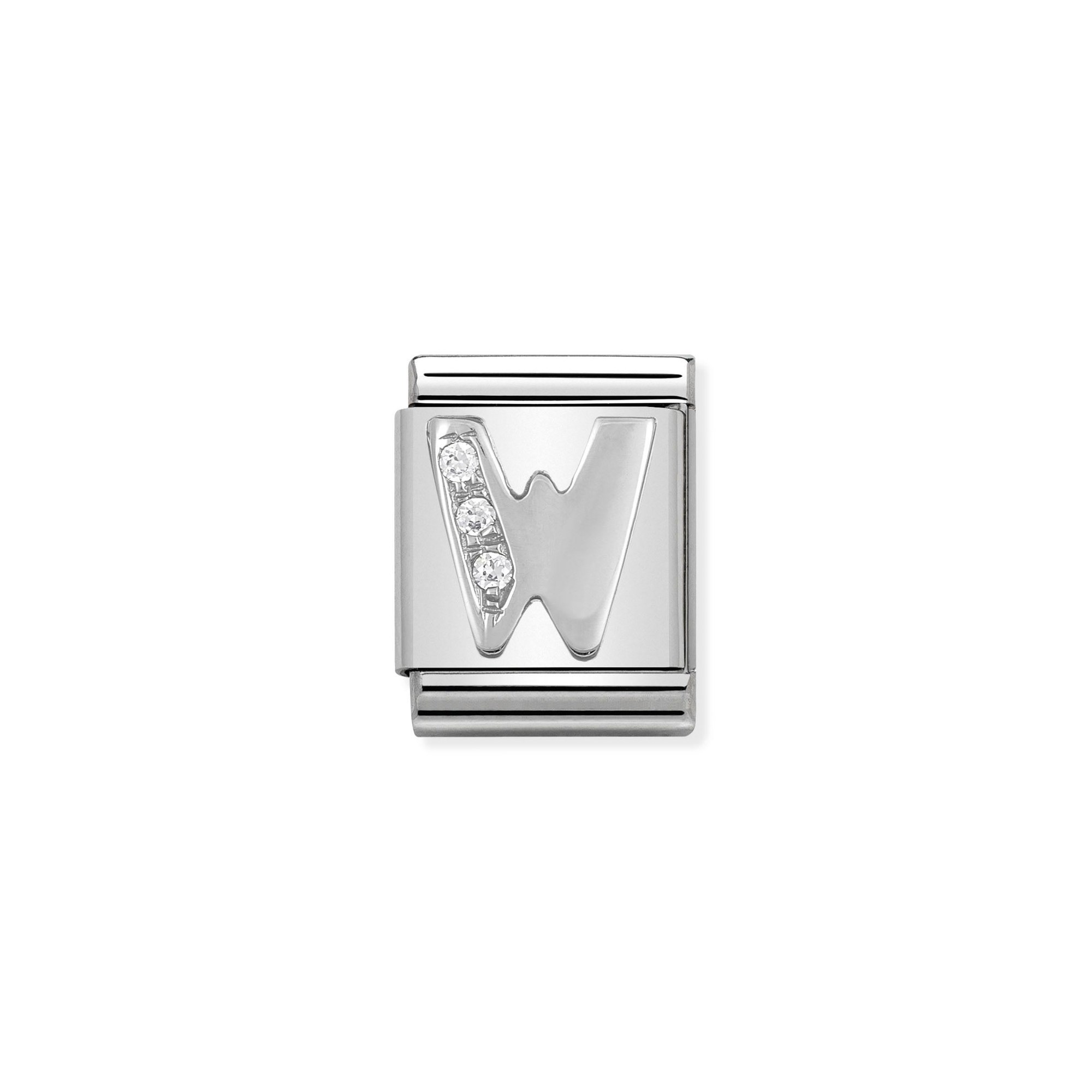 Nomination Composable Big Charm Buchstabe W - Silber 925, Zirkonia